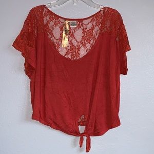 Live to be Spoiled Knit and Lace top.